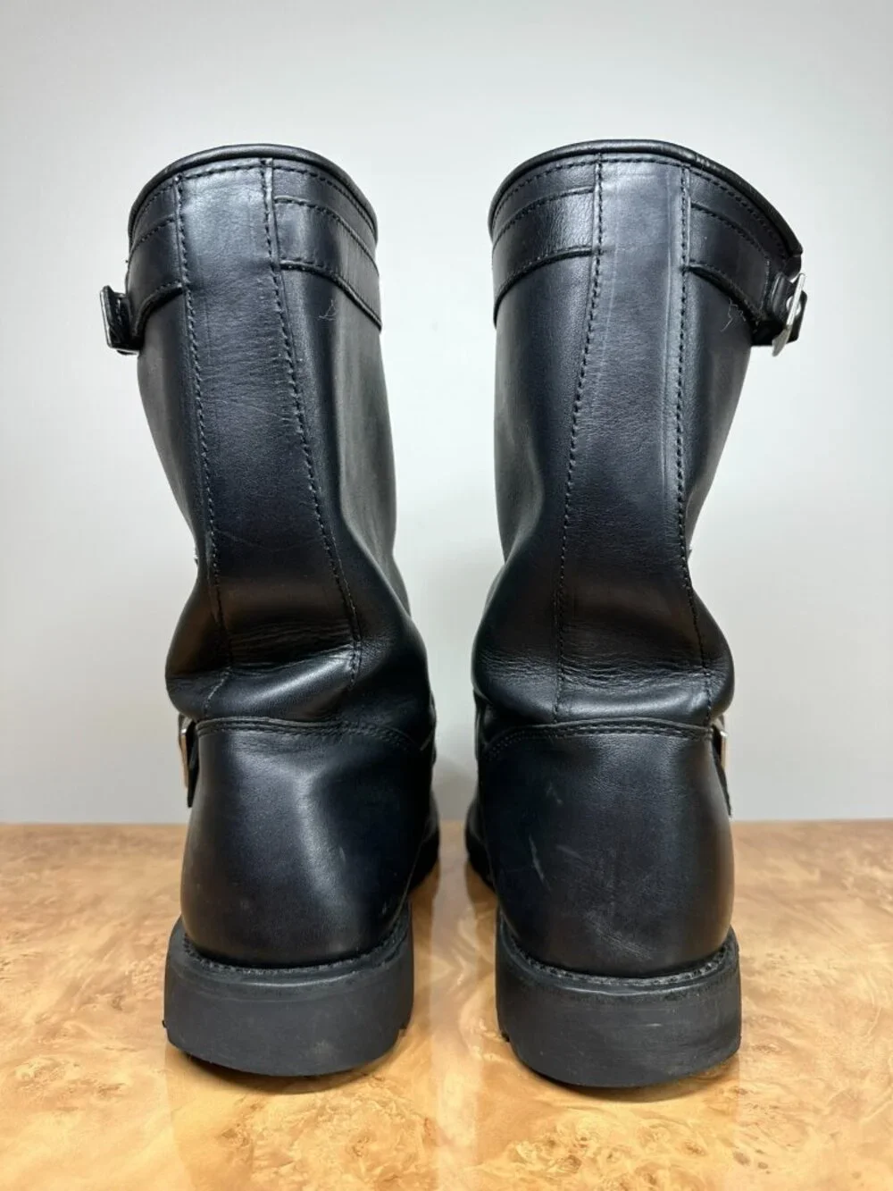 Red Wing 988 Engineer Boots Mens 11 D Black Leather Steel Toe Vibram Biker